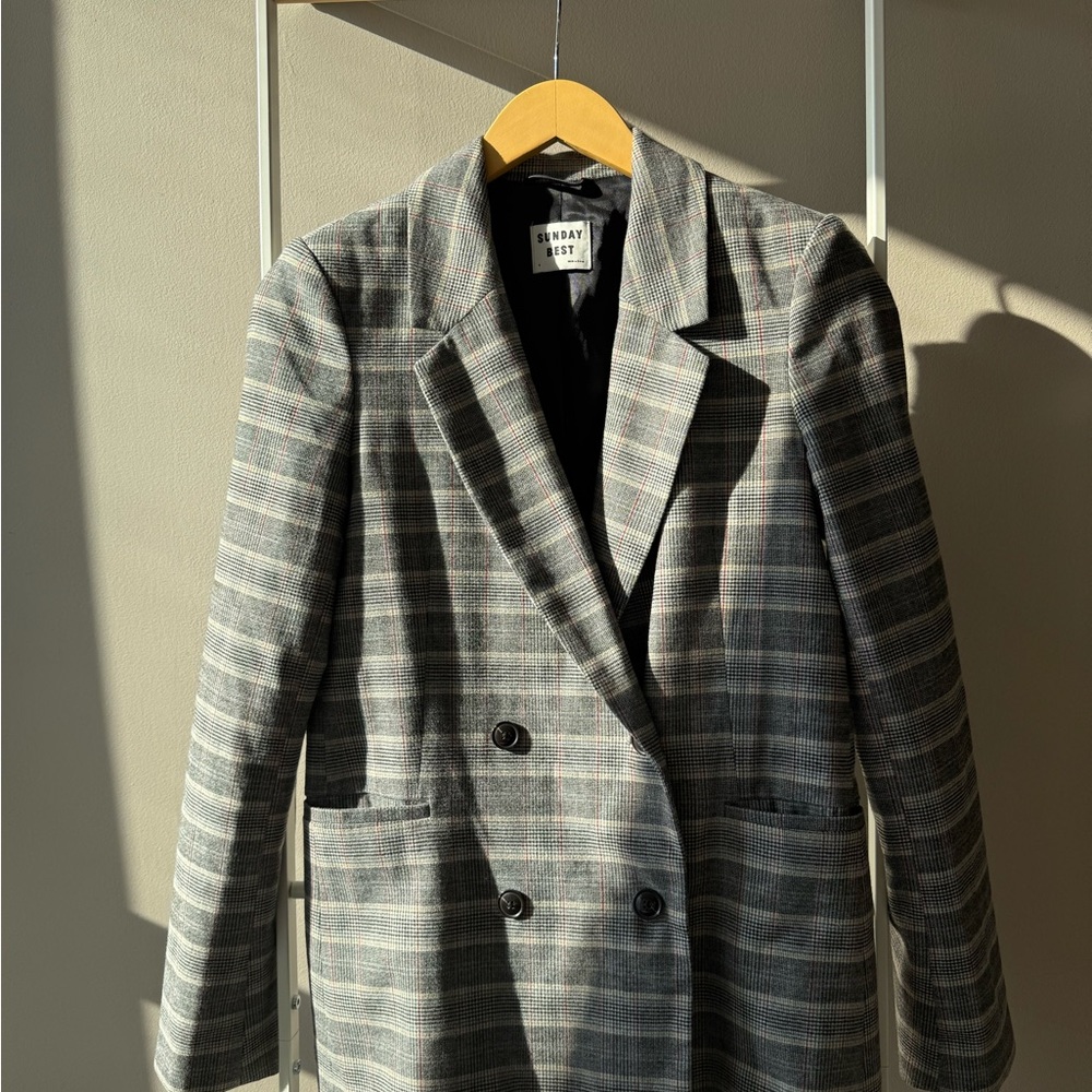 Sunday Best Gray and Red Checkered Jacket